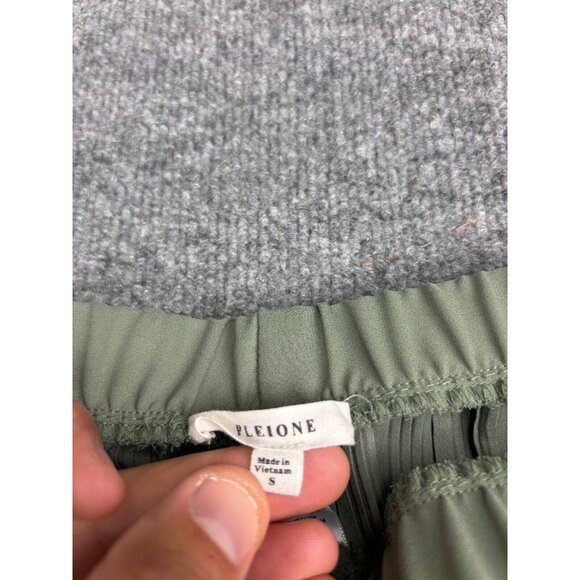 Pleione Pull On Pants Women's Small Green Pleated Wide Leg High Rise - Picture 2 of 11